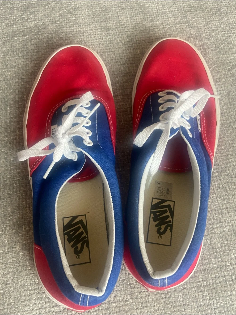 Vans Two-Tone Red and Blue Low-Top Canvas Sneakers Men’s size 10